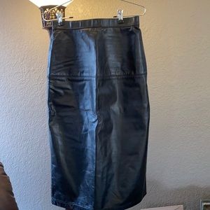 Wilson Black Leather Knee Length Skirt